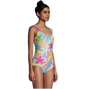 NWT Lands' End 1 Piece Softcup Tugless Tummy Control Swimsuit Size 2P $80 JK415